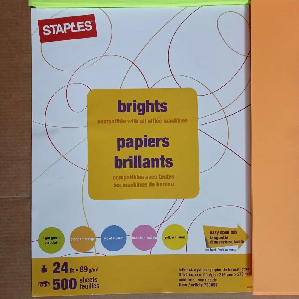 Staples bright colored copy paper variety pack 8.5